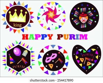 purim icons,white background.