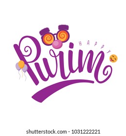 
Purim (Jewish carnival holiday) design with hand drawn lettering. Isolated on white background. EPS10 vector illustration.