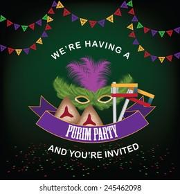 Purim Party Invitation Design Royalty Free EPS 10 Vector Stock Illustration