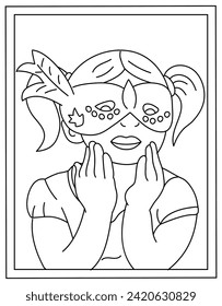 Purim props coloring page designed in hand drawn vector 