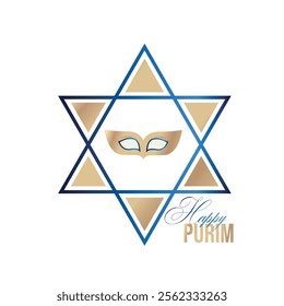 Purim, realistic vector illustration. Balloons, star of david and carnival masks.