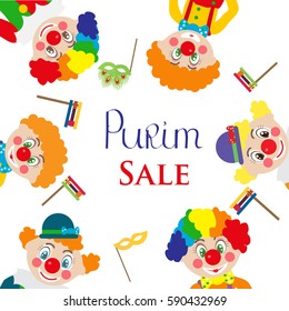  Purim sale purim template design, Jewish holiday vector illustration