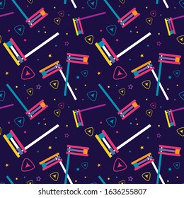 Purim seamless pattern, Jewish holiday. traditional Purim item, noise maker. vector illustration