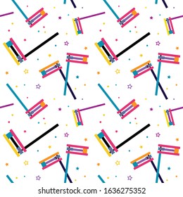 Purim seamless pattern, Jewish holiday. traditional Purim item, noise maker. vector illustration