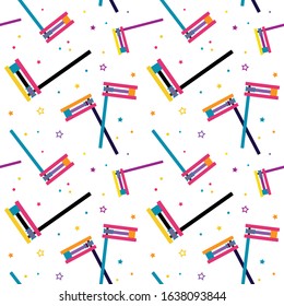 purim seamless pattern, jewish holiday. traditional Purim item, noise maker. vector illustration