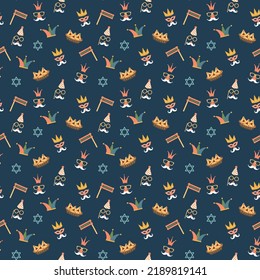 Purim seamless pattern. Traditional Jewish holiday background. vector illustration.