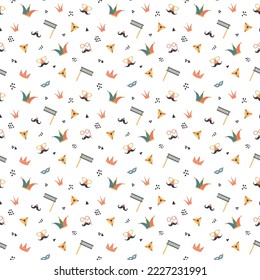 Purim seamless pattern. Traditional Jewish holiday background. vector illustration.