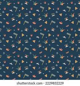 Purim seamless pattern. Traditional Jewish holiday background. vector illustration.