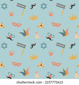 Purim seamless pattern. Traditional Jewish holiday background. vector illustration.