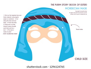 Purim story characters masks for kids -can be used for kids activity, party, family - vector illustration