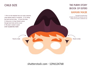 Purim story characters masks for kids -can be used for kids activity, party, family - vector illustration