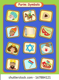 Purim Symbols - Cute Purim holiday symbols. Eps10