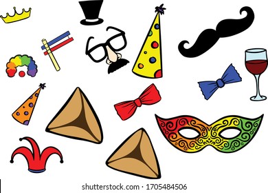 purim symbols party costumes happy 