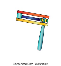 Purim toy noisemaker, also called "gragger" or "grogger", isolated on white background, celebration Purim Jewish holiday. Noise maker Vector purim ratchet, baby toys, rattle toy, purim rattle, party
