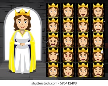 Purim Vashti Cartoon Emotion Faces Vector Illustration