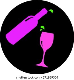 Purim Wine Bottle and Cup Icon