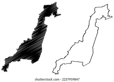 Purisima del Rincon municipality (Free and Sovereign State of Guanajuato, Mexico, United Mexican States) map vector illustration, scribble sketch Purísima del Rincón map