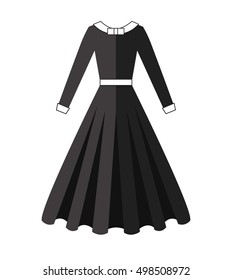 Puritan dress. Black wear. Long skirt vector illustration.