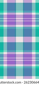 Tecido de textura de verificação de pureza, fundo de colagem têxtil sem emenda. Orgulhoso padrão xadrez tartan vetor na paleta de cores azul-petróleo e ametista.