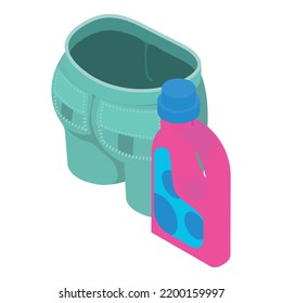 Purity concept icon isometric vector. Cropped jeans and washing conditioner icon. Laundry, washing, housework