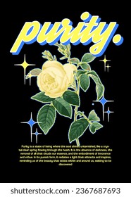 diseño gráfico de arte de "pureza" de la ropa de calle de flores para ropa de camiseta. Ilustración del vector