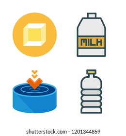 purity icon set. vector set about drop, cube, water bottle and milk icons set.