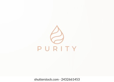 Purity Logo Water Drop Oil Business Brand Identity Cosmetic Boutique Fashion Beauty Care