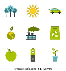 Purity of nature icons set. Flat illustration of 9 purity of nature vector icons for web