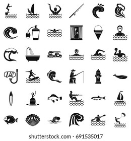 Purity water icons set. Simple style of 36 purity water vector icons for web isolated on white background
