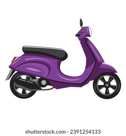 Purlpe scooter illustration isolated on white background. Scooter motorcycle illustration. Motorcycle in illustration in flat style.