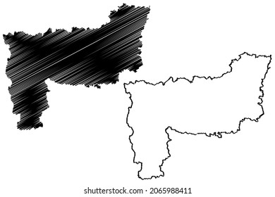 Purnia district (Bihar State, division, Republic of India) map vector illustration, scribble sketch Purnia map