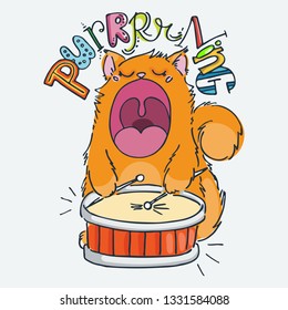 Purning. Cute little animal with lettering. Cartoon hand drawn vector illustration. Nice for baby t-shirt print, greeting and invitation card, fashion print design, kids wear, baby shower celebration.