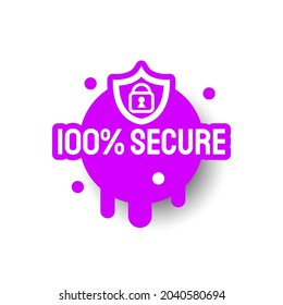 Icono Púrpura 100% Etiqueta de signo de marca Etiqueta de pancarta Cinta de la pancarta Fondo aislado Estilo de diseño de vectores Ilustración