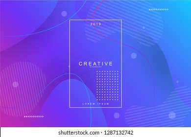 PURPLE, 2019, Happy new year. 2019 new year background celebration. Fluid shape, wavy, dynamic background, gradient color, flowing shapes. Usable for landing page. Trendy and modern background color.