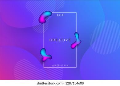 PURPLE, 2019, Happy new year. 2019 new year background celebration. Fluid shape, wavy, dynamic background, gradient color, flowing shapes. Usable for landing page. Trendy and modern background color.