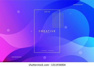 PURPLE, 2019, Happy new year. 2019 new year background celebration. Fluid shape, wavy, dynamic background, gradient color, flowing shapes. Usable for landing page. Trendy and modern background color.