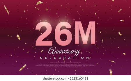 purple 26M isolated on Dark purple background Thank you followers peoples, 26M online social group, 27M followers celebration template design 
