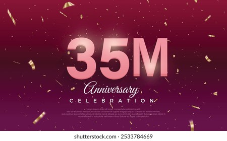 púrpura 35M aislado en fondo púrpura oscuro Gracias a los seguidores de las personas, 35M grupo social en línea, 36M seguidores celebración diseño de Plantilla 
