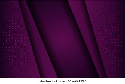 Purple 3d background. Abstract realistic overlap paper with dots decoration with space area for text. Vector illustration. Can use for web and print.