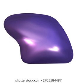 Blob púrpura 3d flotando en brillo líquido brillante. Futurista y2k energía se mezcla con suave flujo metálico en esta pieza abstracta púrpura.