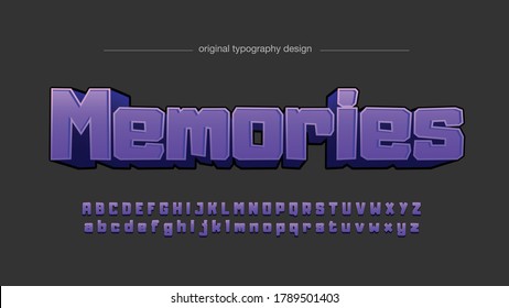 Purple 3D Cartoonish Square Edges Artistic Font Typografie 