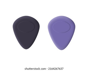 Purple 3d guitar picks isolated on white background. Vector illustration