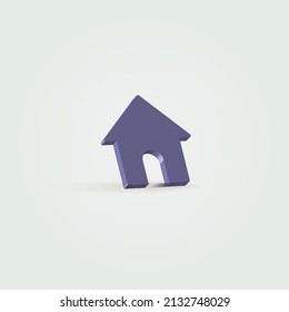 icono de la casa 3d o del botón de la casa morada. adecuado para iconos de aplicación, web, afiches y diseños de volante. correo electrónico. contacto. teléfono.