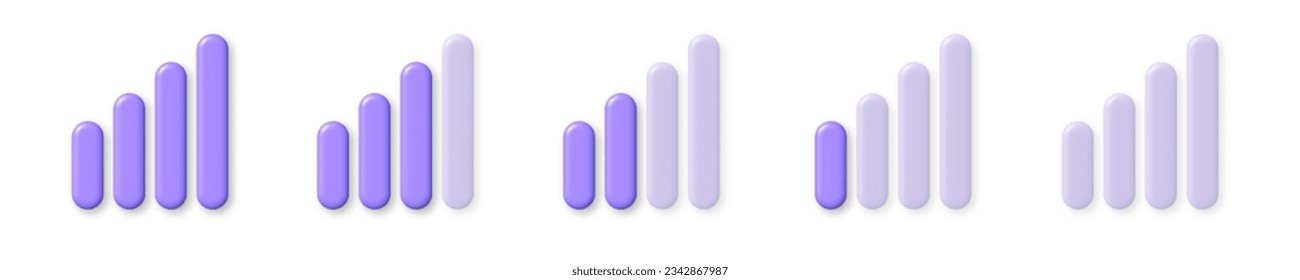 Purple 3D icons Wifi signal levels. 3d realistic design element. vector illustration.