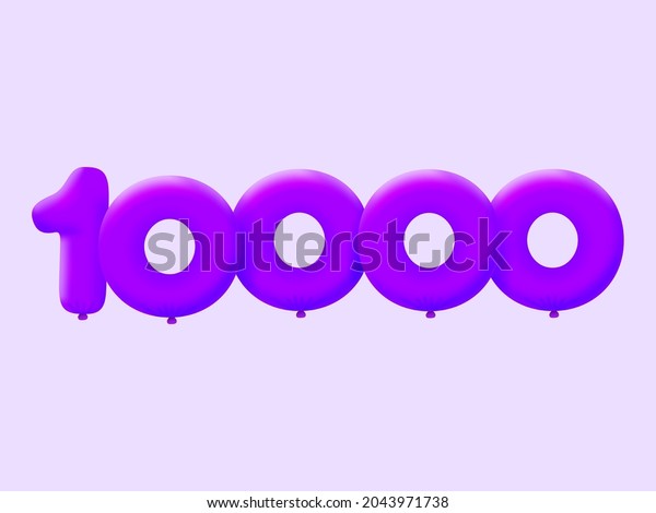 Purple 3d Number 10000 Balloon Realistic Stock Vector (Royalty Free ...