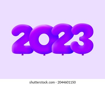 Purple 3D number 2023 balloon realistic 3d helium Purple balloons. Vector illustration design Party decoration,Birthday,Anniversary,Christmas,Xmas,New year,Holiday Sale,celebration,carnival