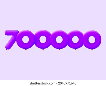 Purple 3D number 700000 balloon realistic 3d helium Purple balloons. Vector illustration design Party decoration,Birthday,Anniversary,Christmas,Xmas,New year,Holiday Sale,celebration,carnival