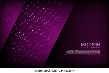 Purple 3d paper background. Abstract realistic overlap paper with light glitters decoration with space area for text. Vector illustration. Can use for web and print.