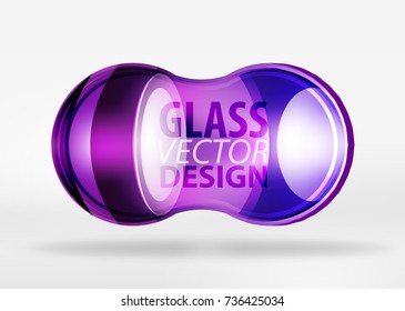 Purple 3d techno glass bubble design, vector future hi-tech shapes with blurred effects