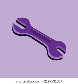 purple 3d wrench on purple background